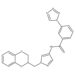 N-(1-((2,3-dihydrobenzo[b][1,4]dioxin-2-yl)methyl)-1H-pyrazol-4-yl)-3-(1H-tetrazol-1-yl)benzamide Structure