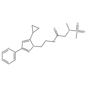 N-(2-(5-cyclopropyl-3-(pyrazin-2-yl)-1H-pyrazol-1-yl)ethyl)-2-(N-methylmethylsulfonamido)acetamide结构式