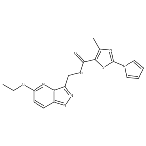 N-((6-ethoxy-[1,2,4]triazolo[4,3-b]pyridazin-3-yl)methyl)-4-methyl-2-(1H-pyrrol-1-yl)thiazole-5-carboxamide结构式