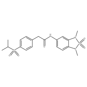 N-(1,3-dimethyl-2,2-dioxo-1,3-dihydro-2lambda6,1,3-benzothiadiazol-5-yl)-2-[4-(propane-2-sulfonyl)phenyl]acetamide结构式