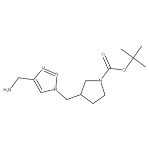 tert-butyl 3-((4-(aminomethyl)-1H-1,2,3-triazol-1-yl)methyl)pyrrolidine-1-carboxylate Structure