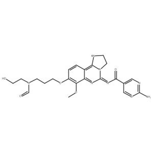 2-Amino-N-(8-(3-(formyl(2-hydroxyethyl)amino)propoxy)-2,3-dihydro-7-methoxyimidazo(1,2-C)quinazolin-5-yl)-5-pyrimidinecarboxamide结构式