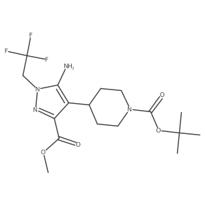 tert-butyl 4-[5-amino-3-(methoxycarbonyl)-1-(2,2,2-trifluoroethyl)-1H-pyrazol-4-yl]piperidine-1-carboxylate结构式