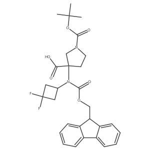 1-[(tert-butoxy)carbonyl]-3-[(3,3-difluorocyclobutyl)({[(9H-fluoren-9-yl)methoxy]carbonyl})amino]pyrrolidine-3-carboxylic acid结构式