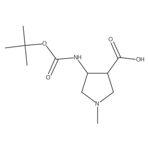 (3S,4S)-4-((tert-Butoxycarbonyl)amino)-1-methylpyrrolidine-3-carboxylic acid结构式