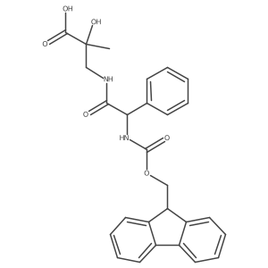 3-[(2R)-2-({[(9H-fluoren-9-yl)methoxy]carbonyl}amino)-2-phenylacetamido]-2-hydroxy-2-methylpropanoic acid结构式