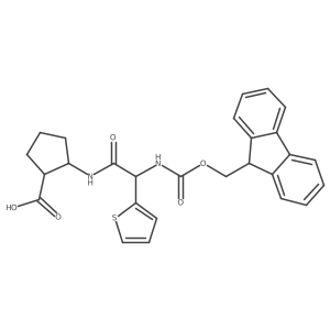 2-[2-({[(9H-fluoren-9-yl)methoxy]carbonyl}amino)-2-(thiophen-2-yl)acetamido]cyclopentane-1-carboxylic acid结构式