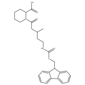 1-[5-({[(9H-fluoren-9-yl)methoxy]carbonyl}amino)-3-methylpentanoyl]piperidine-2-carboxylic acid Structure