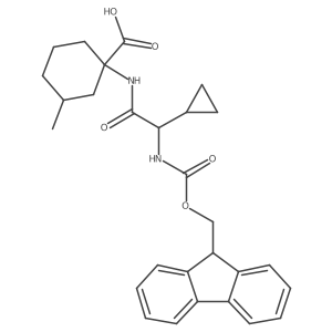 1-[2-cyclopropyl-2-({[(9H-fluoren-9-yl)methoxy]carbonyl}amino)acetamido]-3-methylcyclohexane-1-carboxylic acid结构式