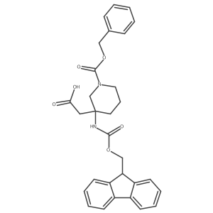 2-{1-[(benzyloxy)carbonyl]-3-({[(9H-fluoren-9-yl)methoxy]carbonyl}amino)piperidin-3-yl}acetic acid结构式