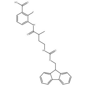 3-[4-({[(9H-fluoren-9-yl)methoxy]carbonyl}amino)-2-methylbutanamido]-2-fluorobenzoic acid结构式