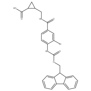 rac-(1R,2S)-2-({[3-bromo-4-({[(9H-fluoren-9-yl)methoxy]carbonyl}amino)phenyl]formamido}methyl)cyclopropane-1-carboxylic acid Structure
