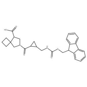 rac-6-[(1R,2S)-2-[({[(9H-fluoren-9-yl)methoxy]carbonyl}amino)methyl]cyclopropanecarbonyl]-6-azaspiro[3.4]octane-8-carboxylic acid结构式