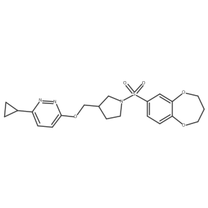 3-cyclopropyl-6-{[1-(3,4-dihydro-2H-1,5-benzodioxepine-7-sulfonyl)pyrrolidin-3-yl]methoxy}pyridazine Structure