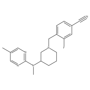 3-Fluoro-4-({3-[methyl(5-methylpyrimidin-2-yl)amino]piperidin-1-yl}methyl)benzonitrile结构式