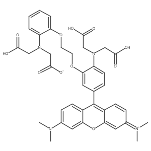 N-(2-(2-(2-(Bis(carboxymethyl)amino)-5-(3,6-bis(dimethylamino)xanthylium-9-yl)phenoxy)ethoxy)phenyl)-N-(carboxymethyl)glycinate Structure