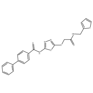 N-[5-[2-(2-furylmethylamino)-2-oxo-ethyl]sulfanyl-1,3,4-thiadiazol-2-yl]-4-phenyl-benzamide结构式