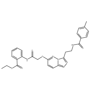 Ethyl 2-(2-((3-(2-(4-methylbenzamido)ethyl)-[1,2,4]triazolo[4,3-b]pyridazin-6-yl)thio)acetamido)benzoate结构式