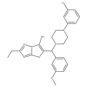 5-((4-(3-Chlorophenyl)piperazin-1-yl)(3-methoxyphenyl)methyl)-2-ethylthiazolo[3,2-b][1,2,4]triazol-6-ol结构式