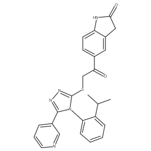 5-[2-({4-[2-(propan-2-yl)phenyl]-5-(pyridin-3-yl)-4H-1,2,4-triazol-3-yl}sulfanyl)acetyl]-2,3-dihydro-1H-indol-2-one Structure
