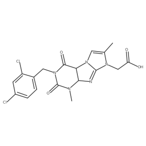 2-[2-[(2,4-Dichlorophenyl)methyl]-4,7-dimethyl-1,3-dioxo-4a,9a-dihydropurino[7,8-a]imidazol-6-yl]acetic acid Structure