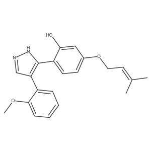 2-(4-(2-methoxyphenyl)-1H-pyrazol-3-yl)-5-((3-methylbut-2-en-1-yl)oxy)phenol Structure