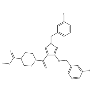 methyl 1-(1-(3-fluorobenzyl)-3-((3-fluorobenzyl)oxy)-1H-pyrazole-4-carbonyl)piperidine-4-carboxylate Structure
