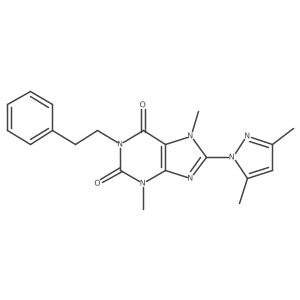 8-(3,5-dimethyl-1H-pyrazol-1-yl)-3,7-dimethyl-1-phenethyl-1H-purine-2,6(3H,7H)-dione结构式