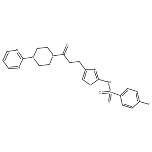 4-fluoro-N-(4-{3-oxo-3-[4-(pyrimidin-2-yl)piperazin-1-yl]propyl}-1,3-thiazol-2-yl)benzene-1-sulfonamide结构式