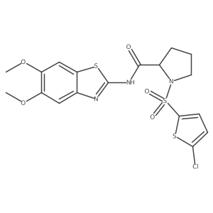1-((5-chlorothiophen-2-yl)sulfonyl)-N-(5,6-dimethoxybenzo[d]thiazol-2-yl)pyrrolidine-2-carboxamide结构式
