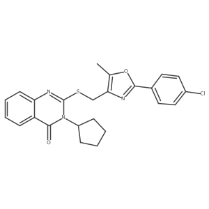 2-(((2-(4-chlorophenyl)-5-methyloxazol-4-yl)methyl)thio)-3-cyclopentylquinazolin-4(3H)-one Structure