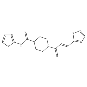 N-(1,3-thiazol-2-yl)-1-[(2E)-3-(thiophen-2-yl)prop-2-enoyl]piperidine-4-carboxamide结构式