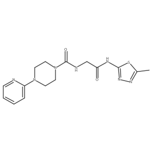 N-(2-{[(2Z)-5-methyl-1,3,4-thiadiazol-2(3H)-ylidene]amino}-2-oxoethyl)-4-(pyridin-2-yl)piperazine-1-carboxamide结构式