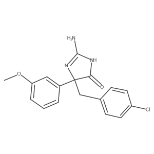 2-Amino-5-[(4-chlorophenyl)methyl]-5-(3-methoxyphenyl)-4,5-dihydro-1H-imidazol-4-one结构式