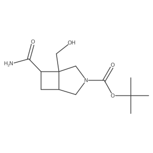 tert-butyl (1S,5R,7R)-7-carbamoyl-1-(hydroxymethyl)-3-azabicyclo[3.2.0]heptane-3-carboxylate结构式