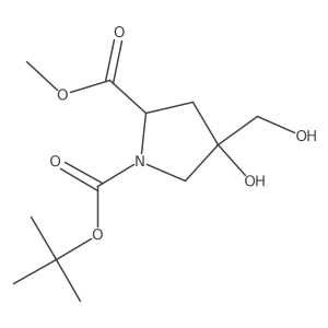 1,2-Pyrrolidinedicarboxylic acid, 4-hydroxy-4-(hydroxymethyl)-, 1-(1,1-dimethylethyl) 2-methyl ester, (2S,4S)-结构式