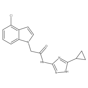 2-(4-chloro-1H-indol-1-yl)-N-(3-cyclopropyl-1H-1,2,4-triazol-5-yl)acetamide结构式