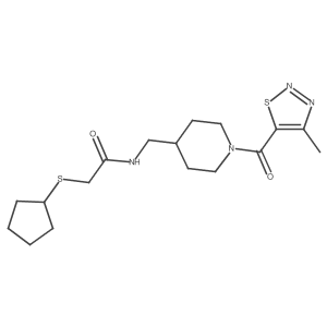 2-(cyclopentylthio)-N-((1-(4-methyl-1,2,3-thiadiazole-5-carbonyl)piperidin-4-yl)methyl)acetamide Structure