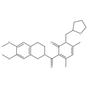 3-[(6,7-dimethoxy-3,4-dihydroisoquinolin-2(1H)-yl)carbonyl]-4,6-dimethyl-1-(tetrahydrofuran-2-ylmethyl)pyridin-2(1H)-one结构式