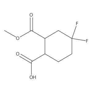 (1R,2R)-4,4-difluoro-2-(methoxycarbonyl)cyclohexane-1-carboxylic acid结构式