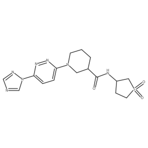 1-(6-(1H-1,2,4-triazol-1-yl)pyridazin-3-yl)-N-(1,1-dioxidotetrahydrothiophen-3-yl)piperidine-3-carboxamide结构式