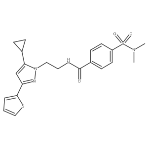 N-(2-(5-cyclopropyl-3-(thiophen-2-yl)-1H-pyrazol-1-yl)ethyl)-4-(N,N-dimethylsulfamoyl)benzamide结构式