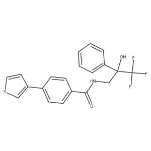 4-(thiophen-3-yl)-N-(3,3,3-trifluoro-2-hydroxy-2-phenylpropyl)benzamide结构式
