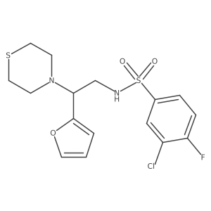 3-chloro-4-fluoro-N-(2-(furan-2-yl)-2-thiomorpholinoethyl)benzenesulfonamide Structure