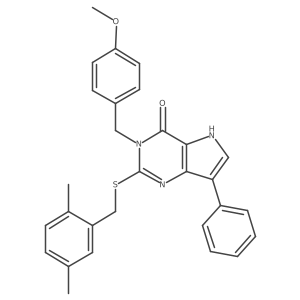 2-((2,5-dimethylbenzyl)thio)-3-(4-methoxybenzyl)-7-phenyl-3H-pyrrolo[3,2-d]pyrimidin-4(5H)-one Structure