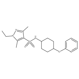 1-ethyl-3,5-dimethyl-N-((1r,4r)-4-(pyridin-2-yloxy)cyclohexyl)-1H-pyrazole-4-sulfonamide结构式