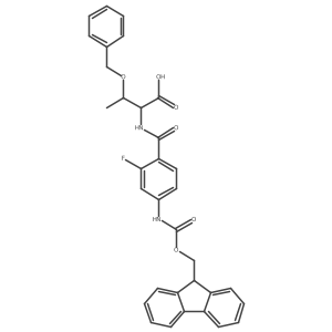 (2R,3S)-3-(benzyloxy)-2-{[4-({[(9H-fluoren-9-yl)methoxy]carbonyl}amino)-2-fluorophenyl]formamido}butanoic acid结构式