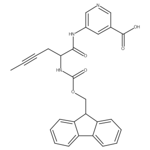 5-[2-({[(9H-fluoren-9-yl)methoxy]carbonyl}amino)hex-4-ynamido]pyridine-3-carboxylic acid结构式