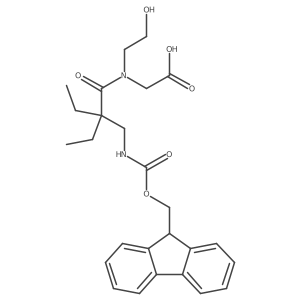 2-{2-ethyl-2-[({[(9H-fluoren-9-yl)methoxy]carbonyl}amino)methyl]-N-(2-hydroxyethyl)butanamido}acetic acid Structure