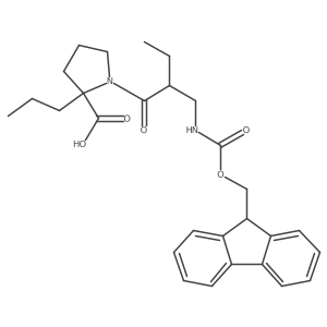 1-{2-[({[(9H-fluoren-9-yl)methoxy]carbonyl}amino)methyl]butanoyl}-2-propylpyrrolidine-2-carboxylic acid Structure